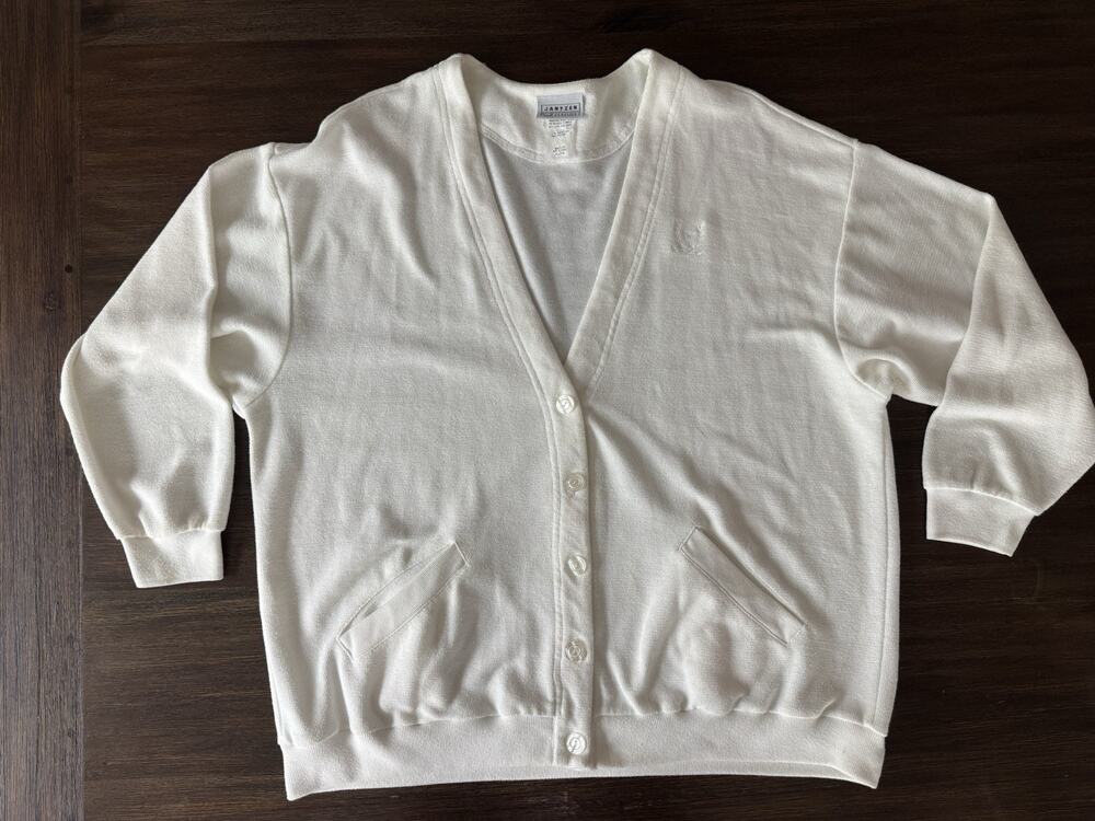 Vintage Jantzen Cardigan Men’s XL White 90s Cotton Blend Sweater